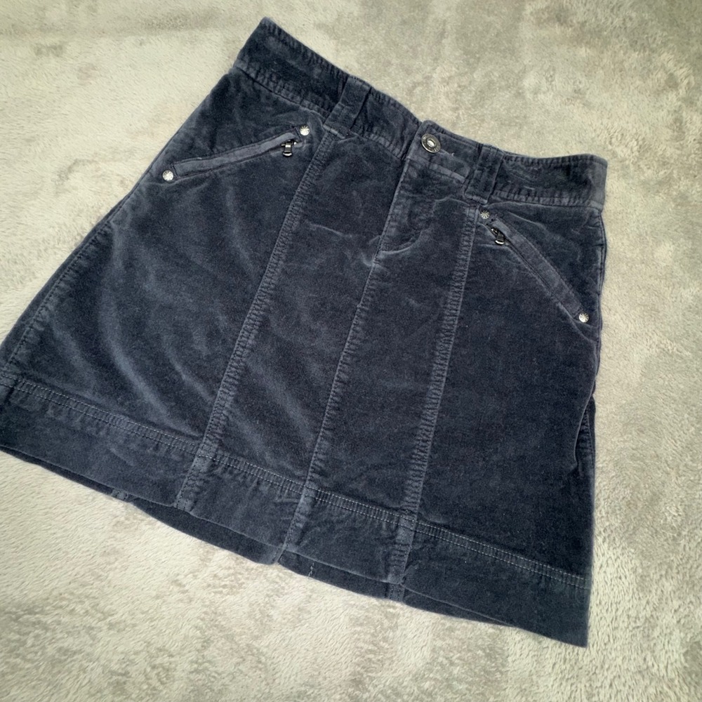 Athleta Suede Mini Skirt Womens 0 Gray Excellent Stretch Zip Pockets 918974